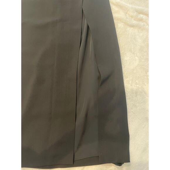 MICHEL BACHOS PARIS Vintage Side Slit Maxi Skirt Black Crepe Back Zip - Picture 3 of 6